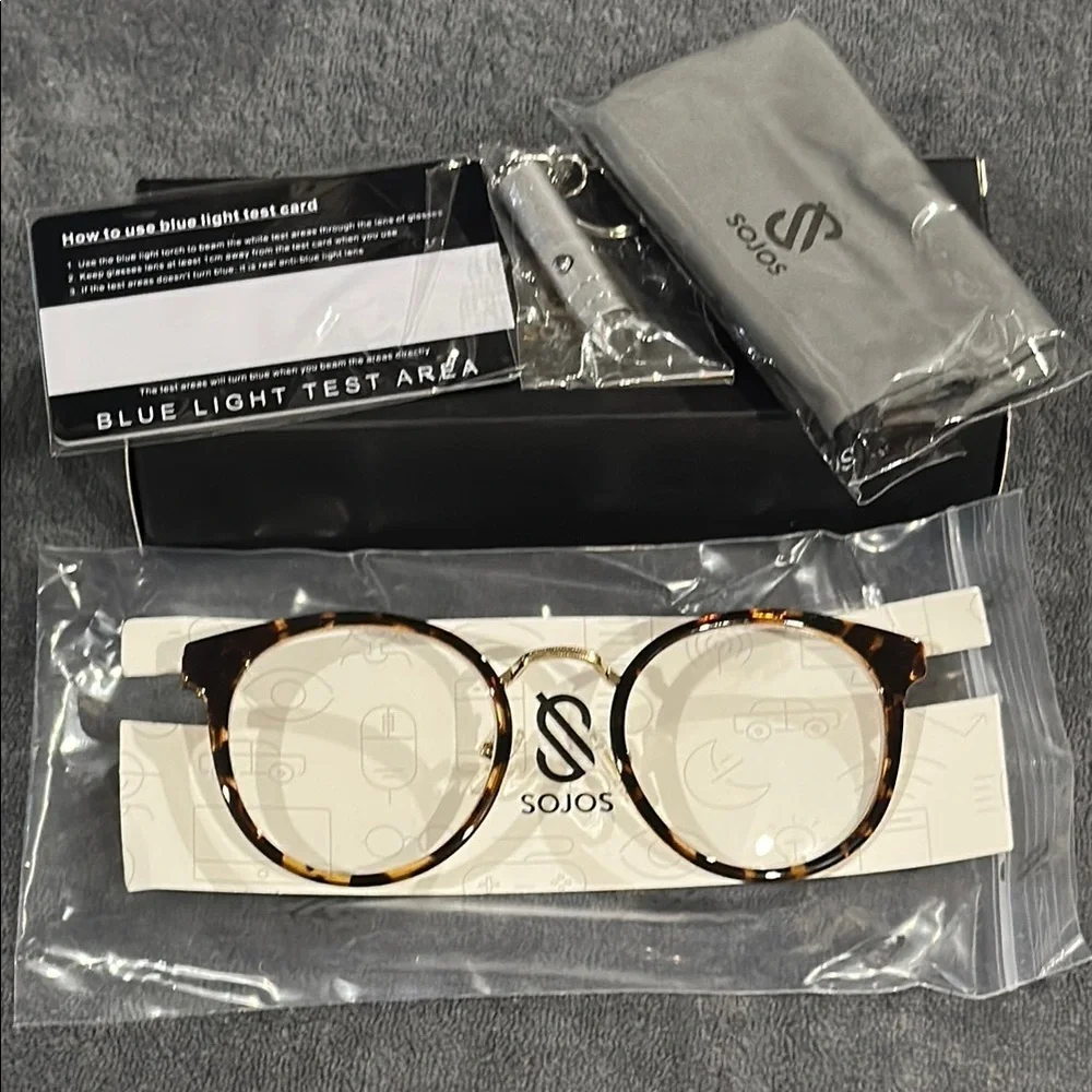 Sojos Retro Round Blue Light Tortoise Frames Anti Blue Light Lens NWT